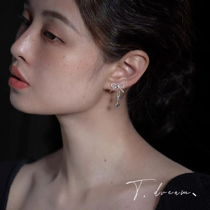 Dangle Alloy Bow Heart Earring