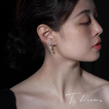 Dangle Alloy Bow Heart Earring