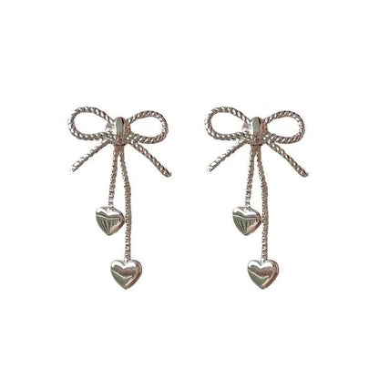 Dangle Alloy Bow Heart Earring