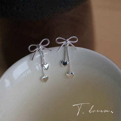 Dangle Alloy Bow Heart Earring