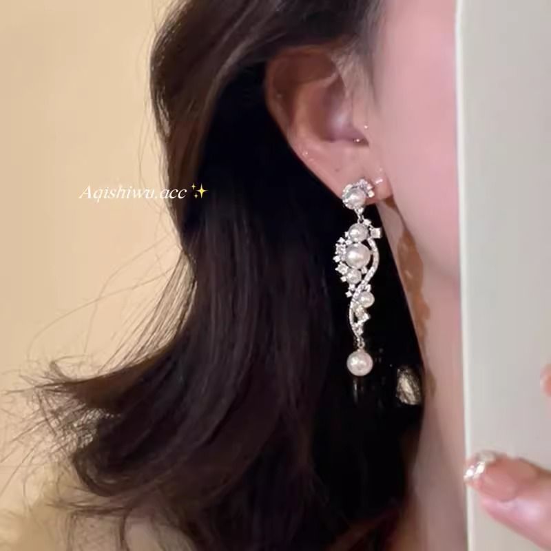 Alloy Dangle Earring Pearl Faux