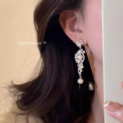 Alloy Dangle Earring Pearl Faux