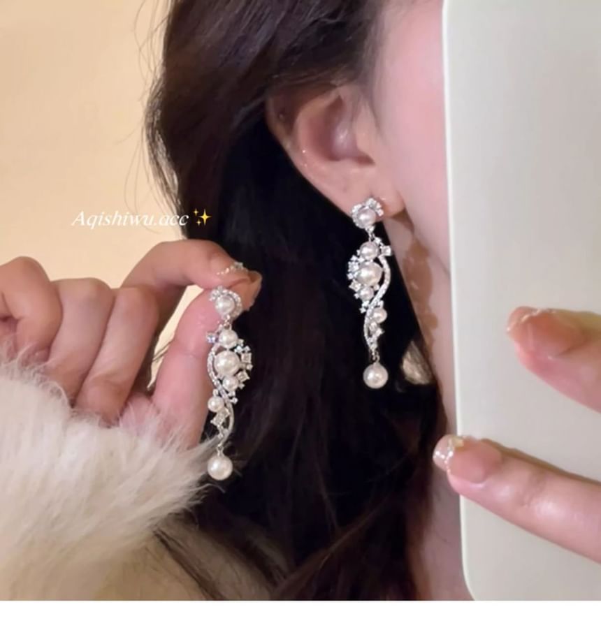 Alloy Dangle Earring Pearl Faux