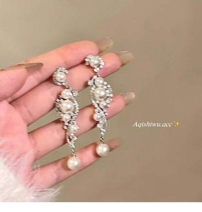 Alloy Dangle Earring Pearl Faux