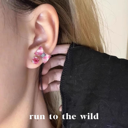 Bow Rose Alloy Earring