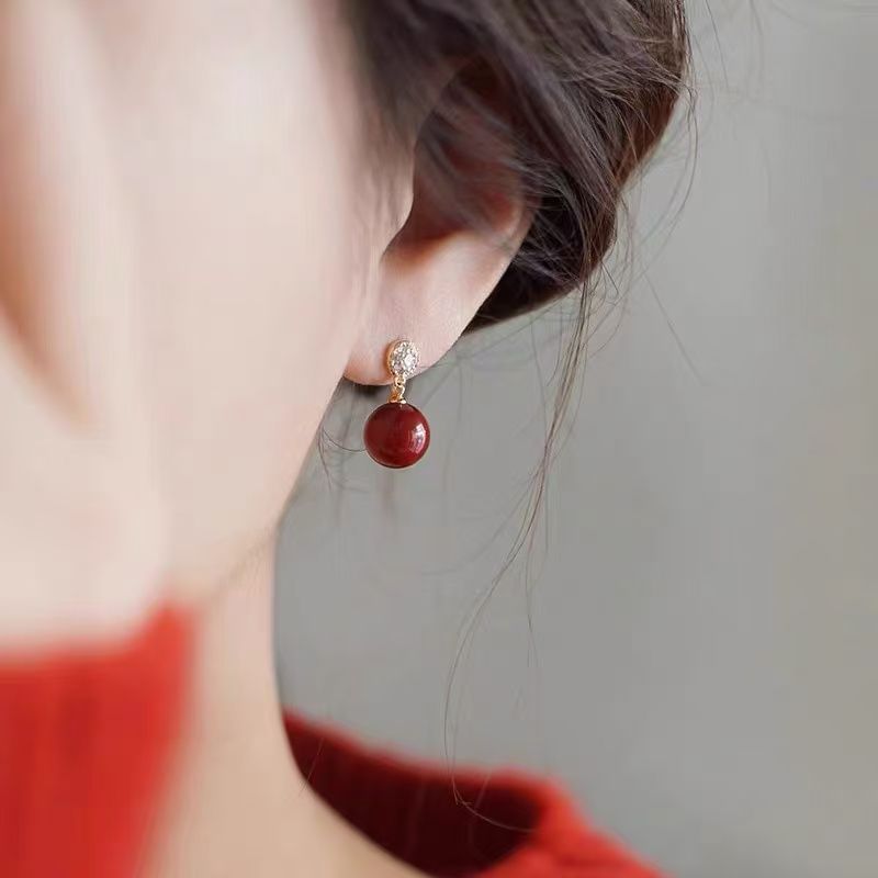 Bead Drop Earring Alloy Rhinestone