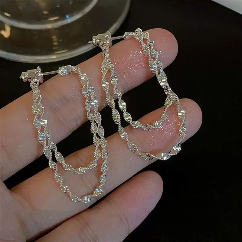 Layered Earring Helical Hoop Alloy
