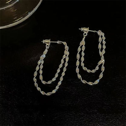Layered Earring Helical Hoop Alloy
