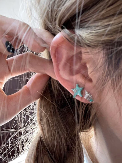 Stud Earring Starfish Alloy Asymmetrical