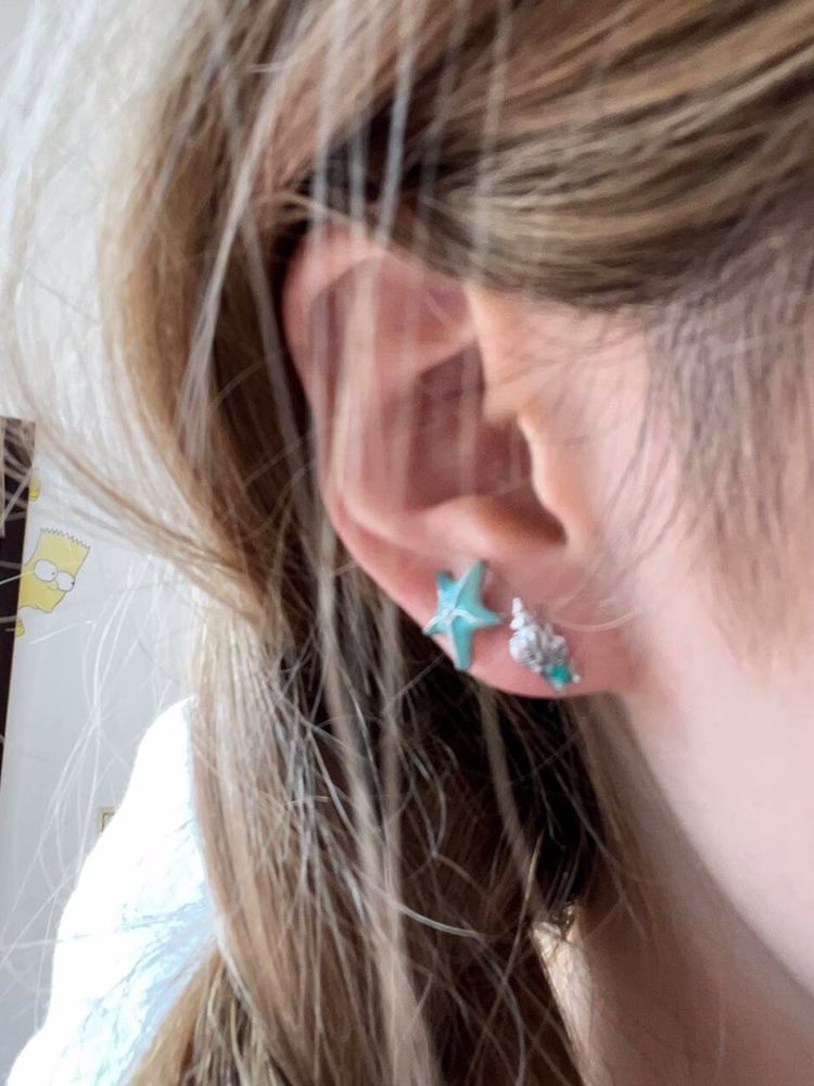 Stud Earring Starfish Alloy Asymmetrical