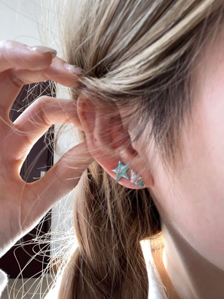 Stud Earring Starfish Alloy Asymmetrical