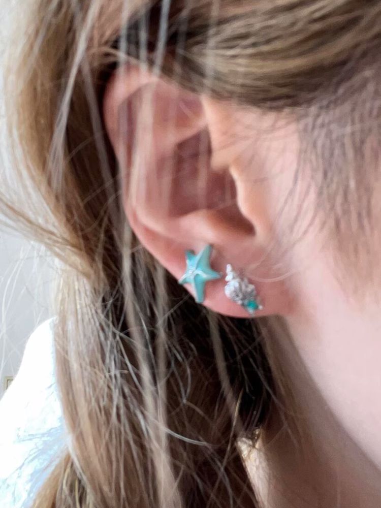 Stud Earring Starfish Alloy Asymmetrical