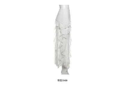 Solid Maxi Skirt with Side Slit at High Waist