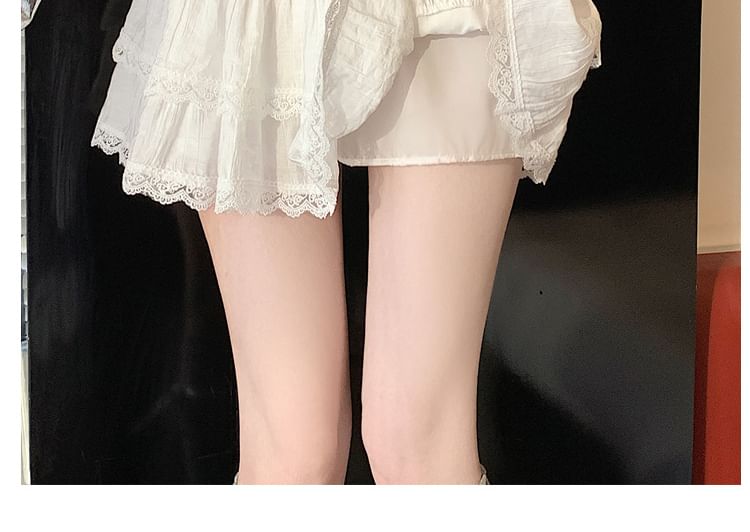 Ballet-Inspired Tiered Lace Mini Skirt with Stretch Waist