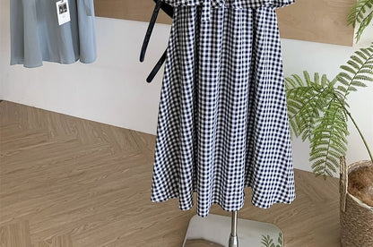 Sleeveless Square Neck Peplum Top & High Waist Maxi A-Line Skirt Ensemble
