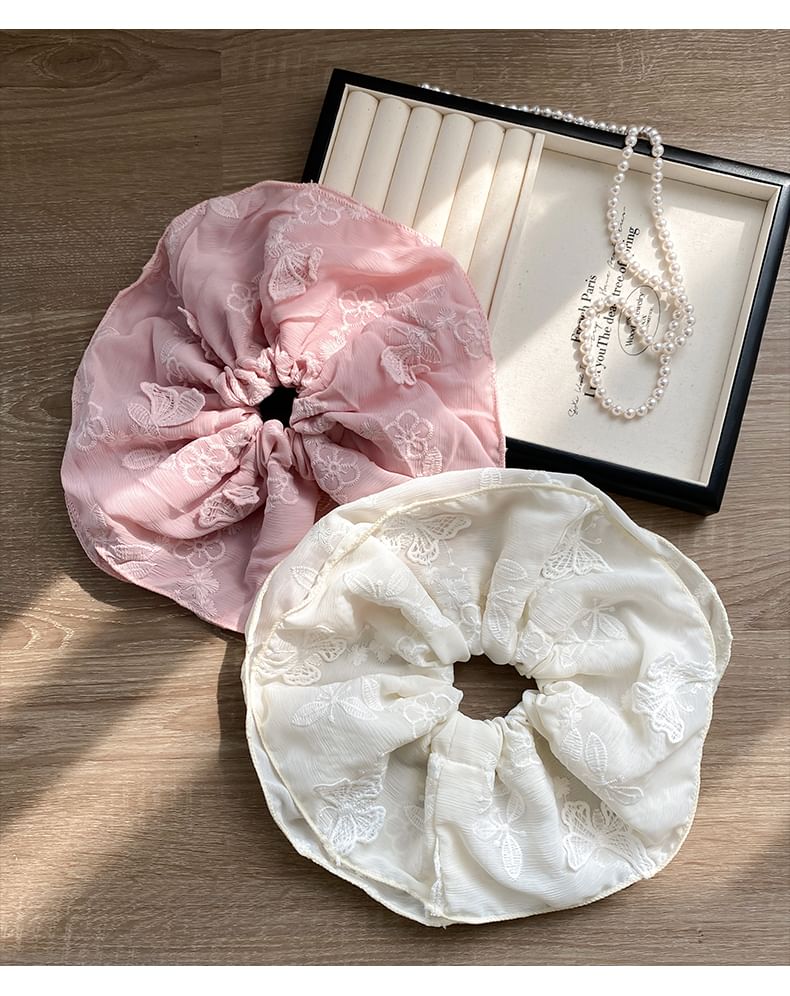 Scrunchie Butterfly Embroidered