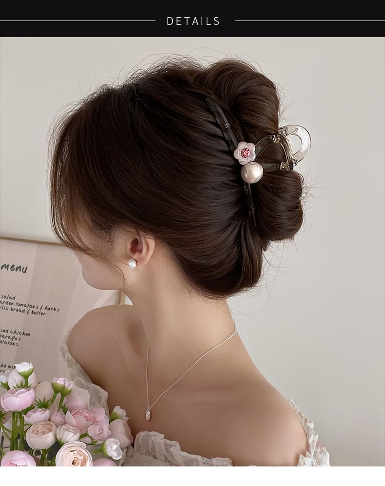 Acrylic Faux Claw Hair Flower Pearl