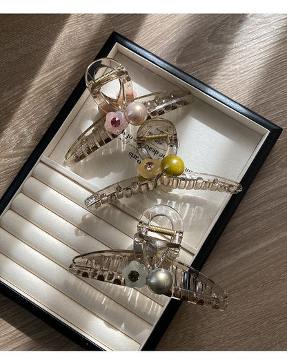 Acrylic Faux Claw Hair Flower Pearl