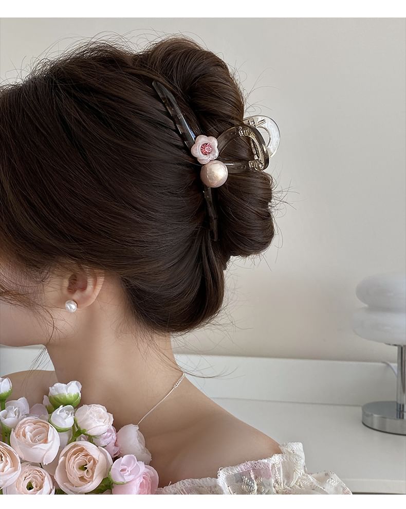 Acrylic Faux Claw Hair Flower Pearl