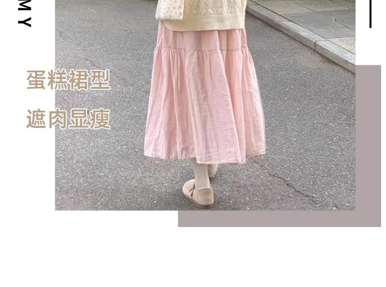 Smooth Midi A-Line Skirt with Elevated Waistband