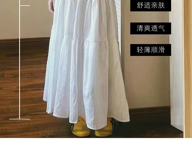 Smooth Midi A-Line Skirt with Elevated Waistband