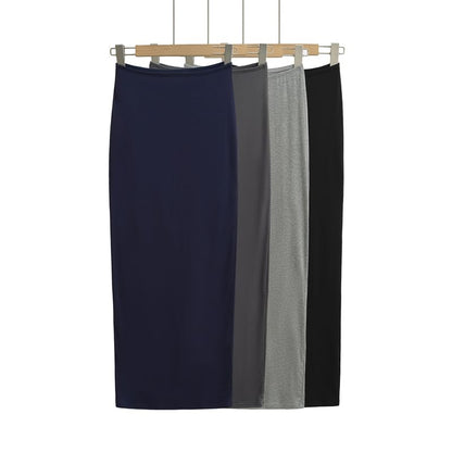 Plain High Waist Pencil Maxi Skirt