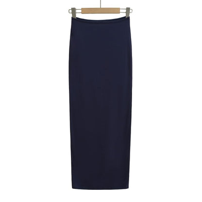 Plain High Waist Pencil Maxi Skirt