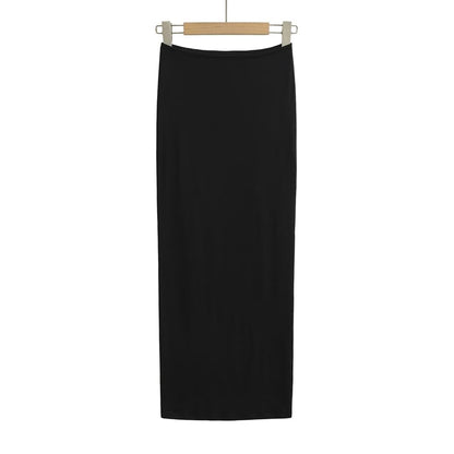 Plain High Waist Pencil Maxi Skirt