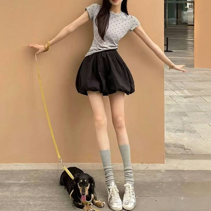Plain High Waist Mini A-Line Skirt