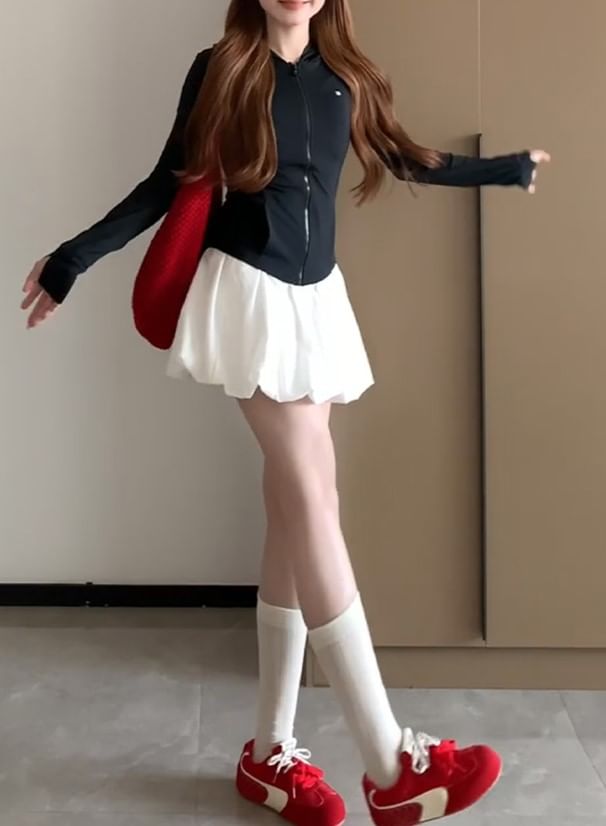 Plain High Waist Mini Skirt