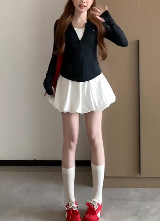 Plain High Waist Mini Skirt