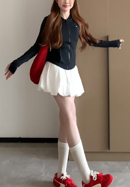 Plain High Waist Mini Skirt
