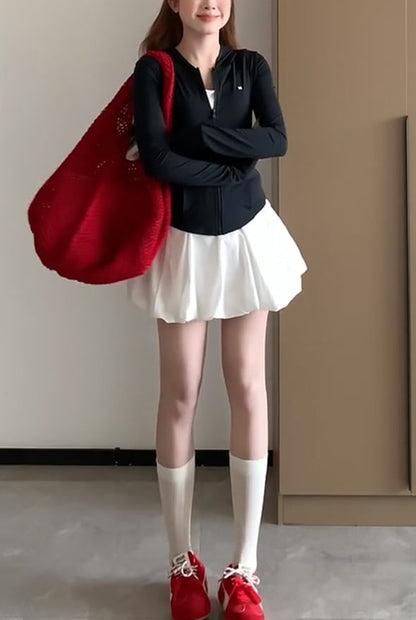 Plain High Waist Mini Skirt