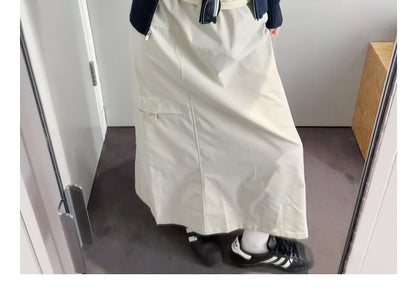 Plain High Rise Maxi A-Line Skirt