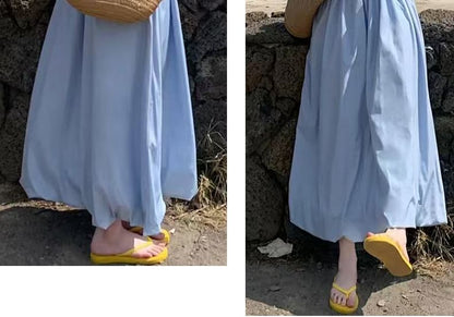 Plain High Rise Maxi A-Line Skirt with Multiple Patterns