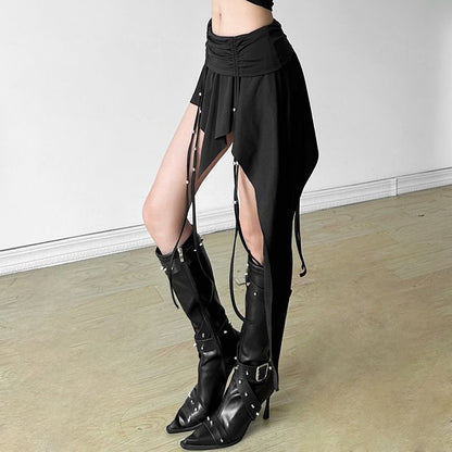 Asymmetrical Ruched Mini Skirt with Smooth Fabric
