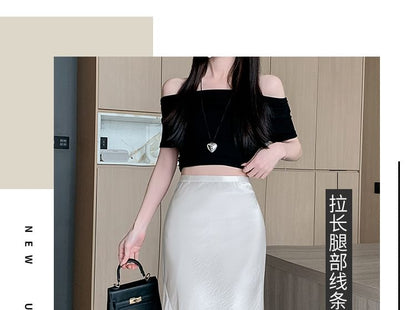 Plain High Waist Mermaid Maxi Skirt
