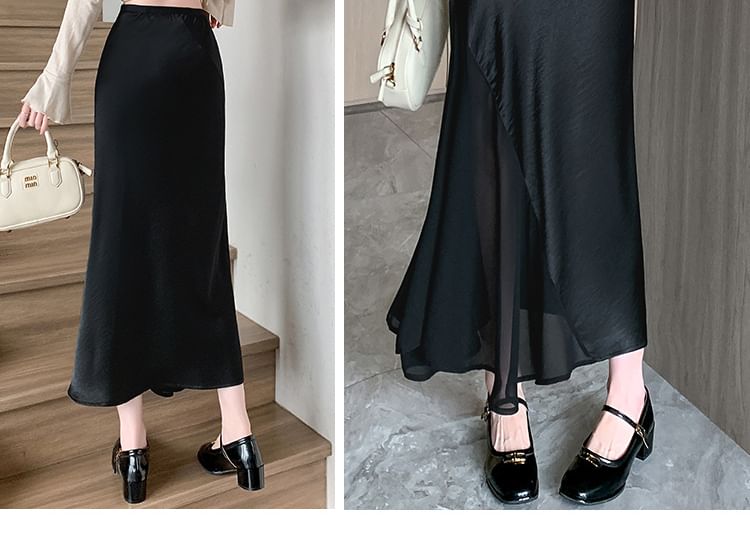 Plain High Waist Mermaid Maxi Skirt