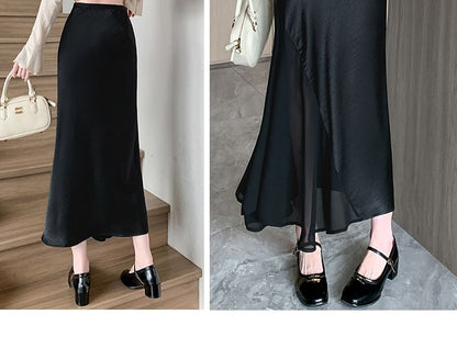 Plain High Waist Mermaid Maxi Skirt