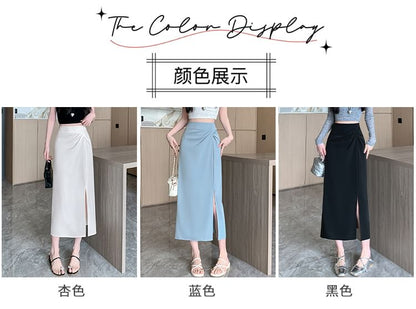 Plain High Rise Maxi Skirt