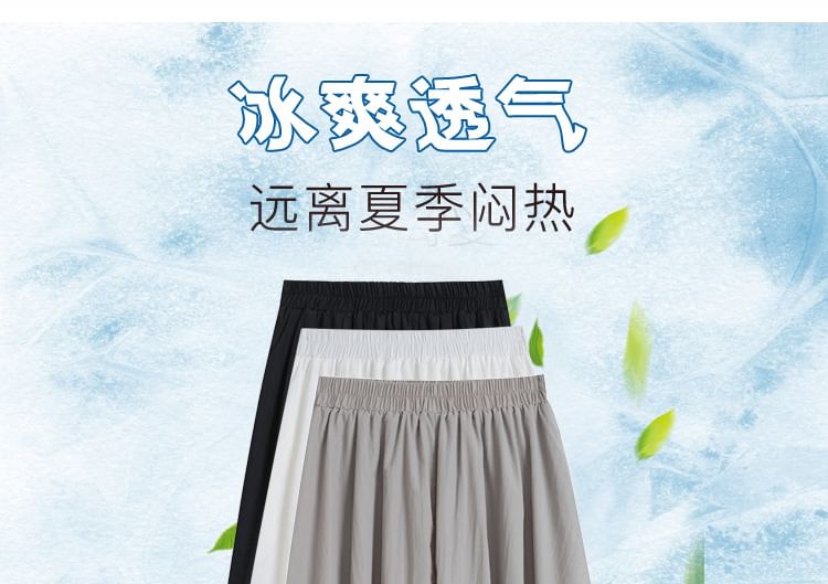 Bubble Hem Midi Skirt with Elastic Waistband in Solid