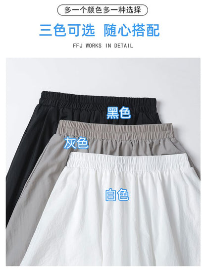 Bubble Hem Midi Skirt with Elastic Waistband in Solid