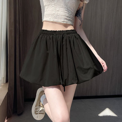 Adjustable Paperbag Waist Mini Skirt in Solid Tone