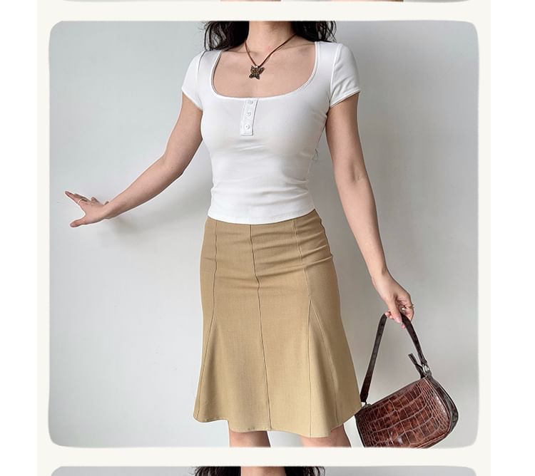 Plain High Rise Mini A-Line Skirt