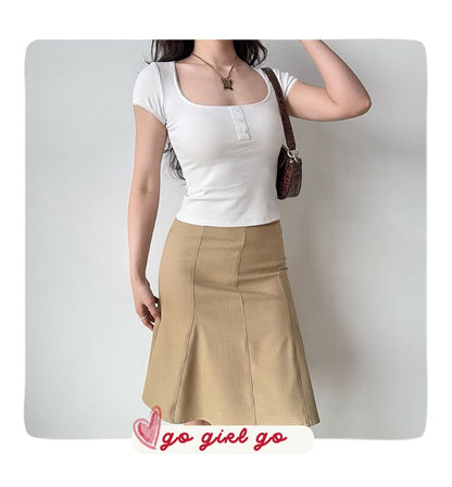 Plain High Rise Mini A-Line Skirt