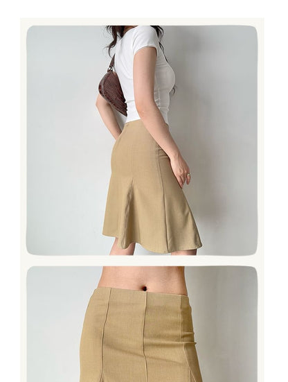 Plain High Rise Mini A-Line Skirt