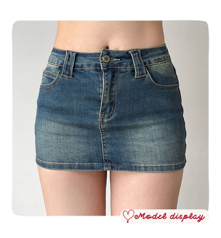 Low Rise Denim Mini Skirt
