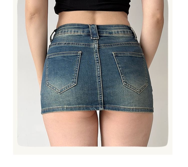 Low Rise Denim Mini Skirt