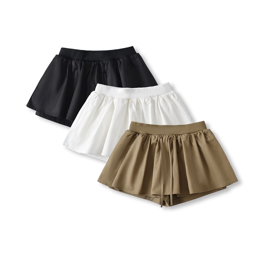 Solid Mini Skirt with Cinched Waistband