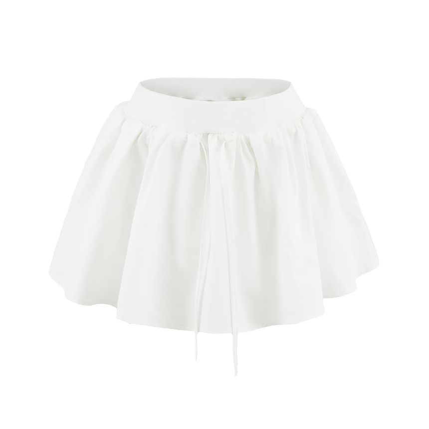 Solid Mini Skirt with Cinched Waistband